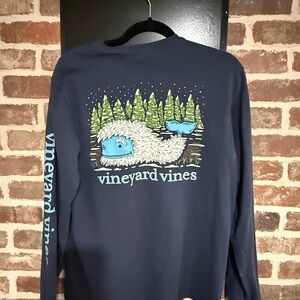 Vineyard Vines Navy Blue Tee with Aqua Logo